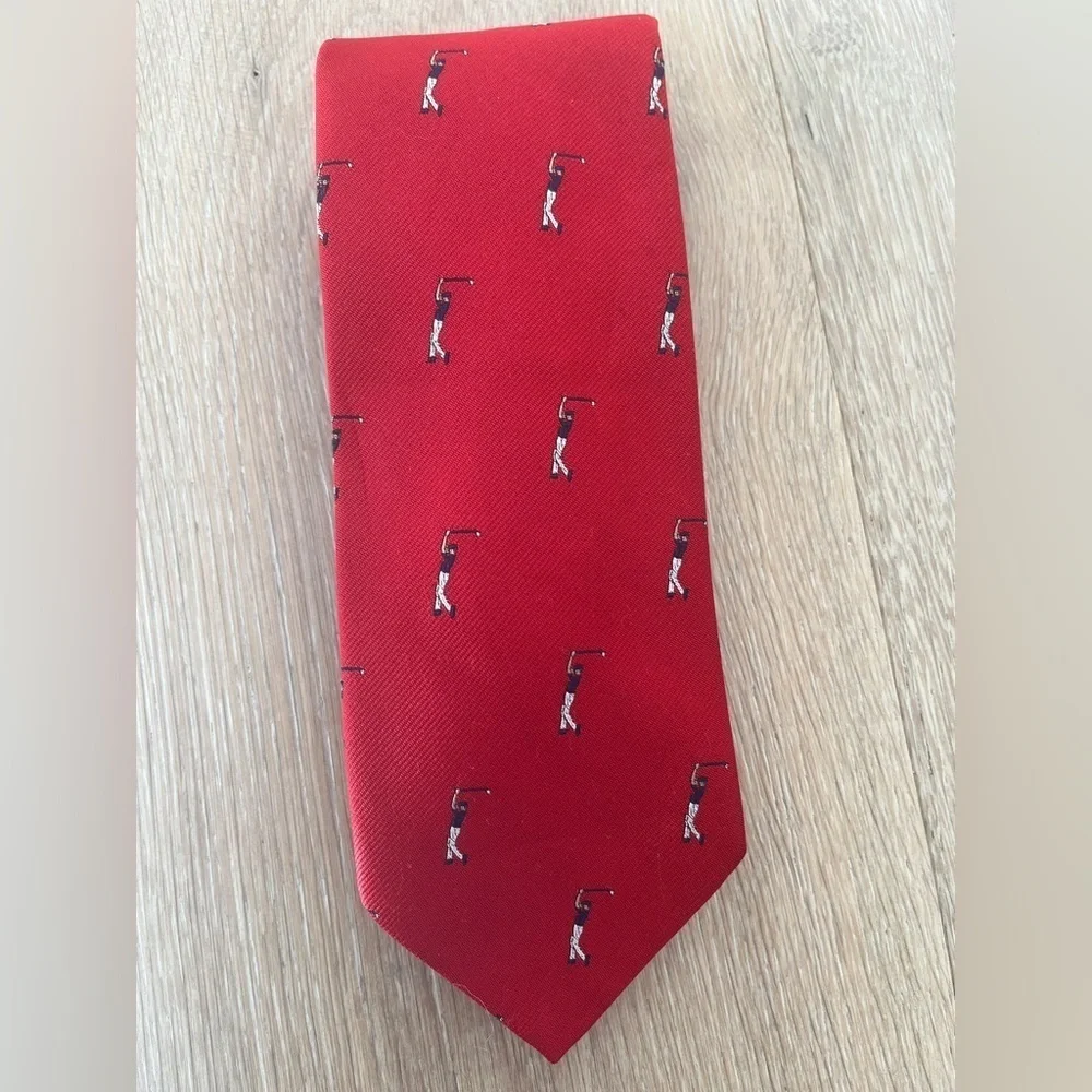 Robert Talbott Tie For Trooping the Colour Hand Sewn Silk Golf Pattern Red *G30